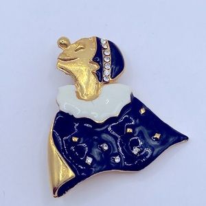Vintage “GG” Signed Gold Tone Enamel Clown Brooch